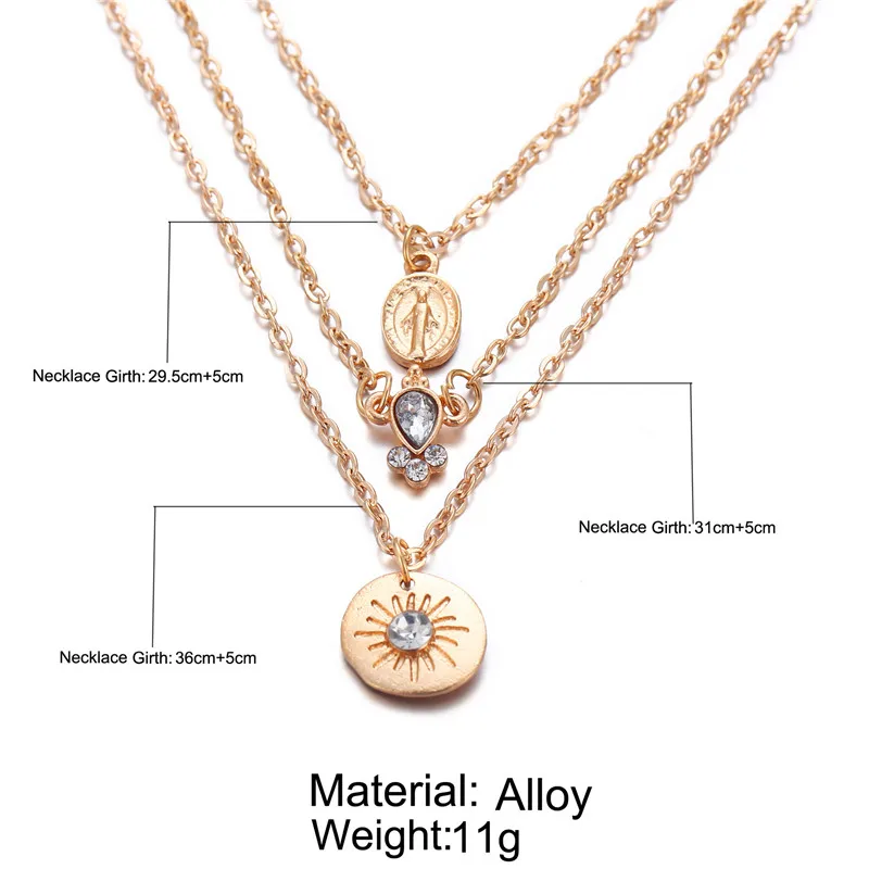 Богемное многослойное золотое ожерелье чокер с цепочкой для женщин Кристальные