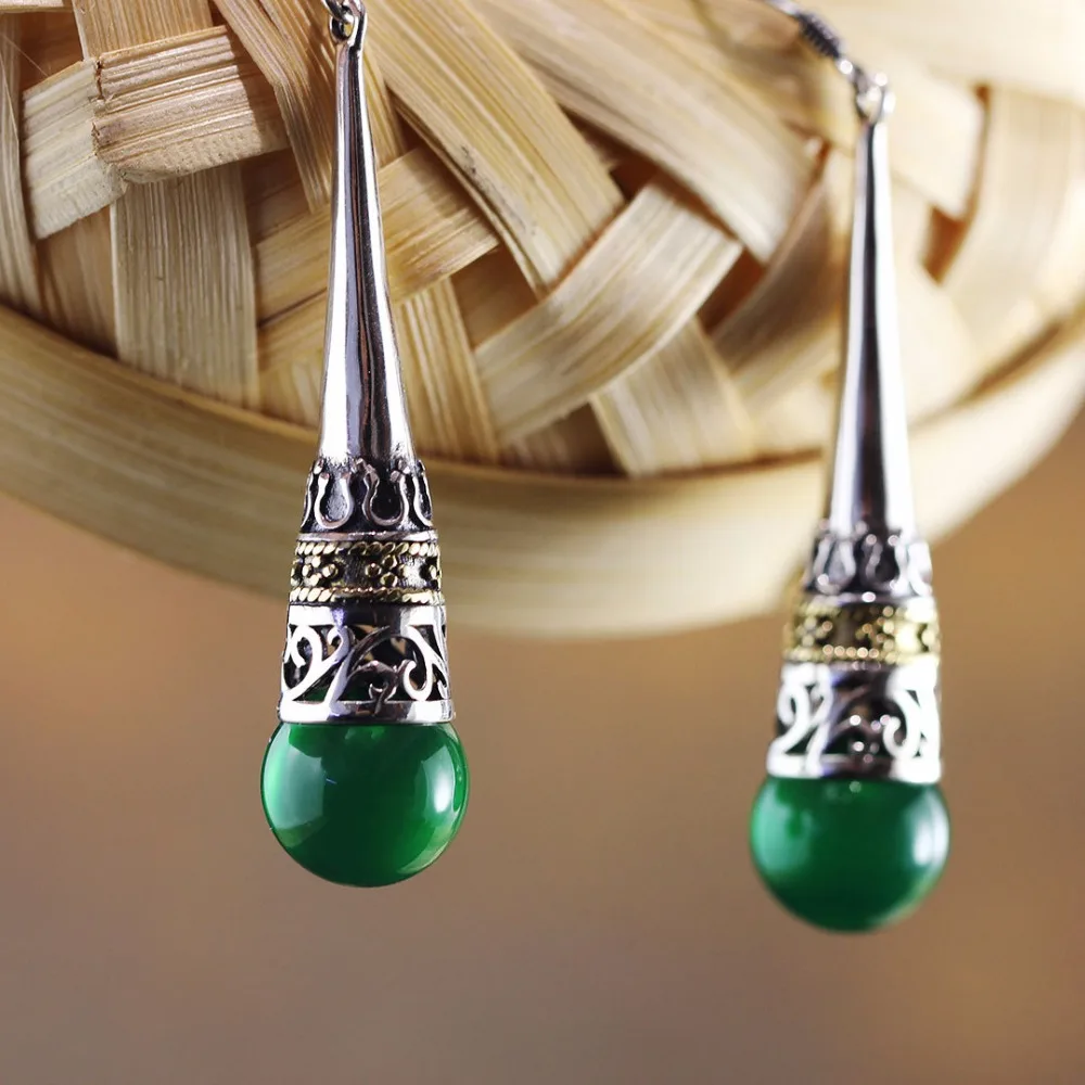 

KJJEAXCMY fine jewelry 925 Pure silver inlay green jade with the new female style on the market beautiful earrings