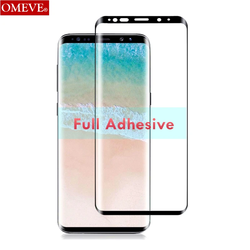 

OMEVE Full Glue Screen Protector for Samsung S8 Plus 3D Curved Full Adhesive Tempered Glass Film for S9 Plus Note 8 9 S10 Plus