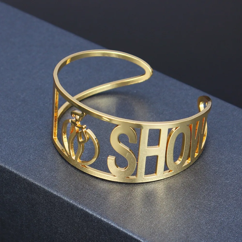 ISHOW Gold-color Cuff Bangles For Woman Man Copper Bracelet Adjustable Punk Bracelets &amp Fashion Jewelry Accessories | Украшения и