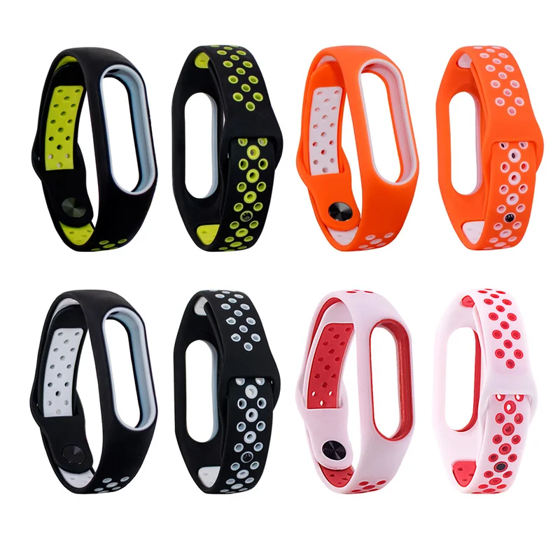 Новый двухцветный Ремешок из ТПУ на запястье для Xiaomi Mi Band 2 сменный силиконовый