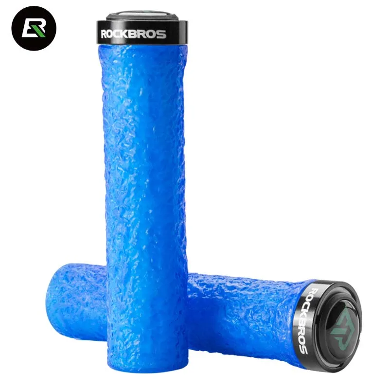 GD1001BLBK Rockbros Упоры для рук на руль велосипеда резиновые противоскользящие велосипедные рукоятки TPE мягкие противоударные MTB дорожные ручки для велосипедного руля обмотка руля части велосипеда - Цвет: GD1001BLBK