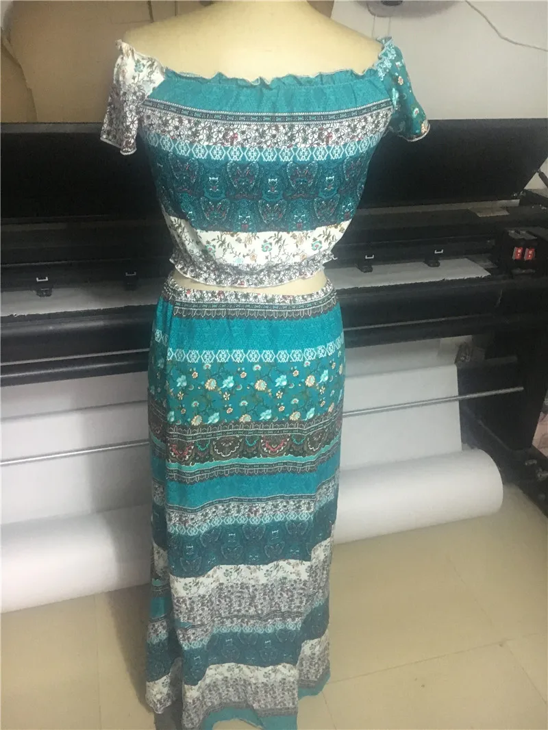 Женская летняя новая мода Boho Сексуальные вечерние комплект из двух частей