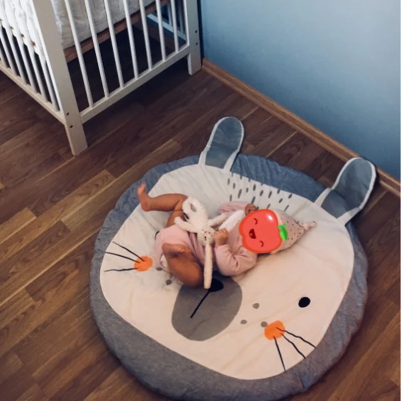 LILIGIRL Детский круглый ковер для девочек, хлопковый коврик для игр с животными, одеяло для ползания новорожденных мальчиков, напольный ковер, декор детской комнаты
