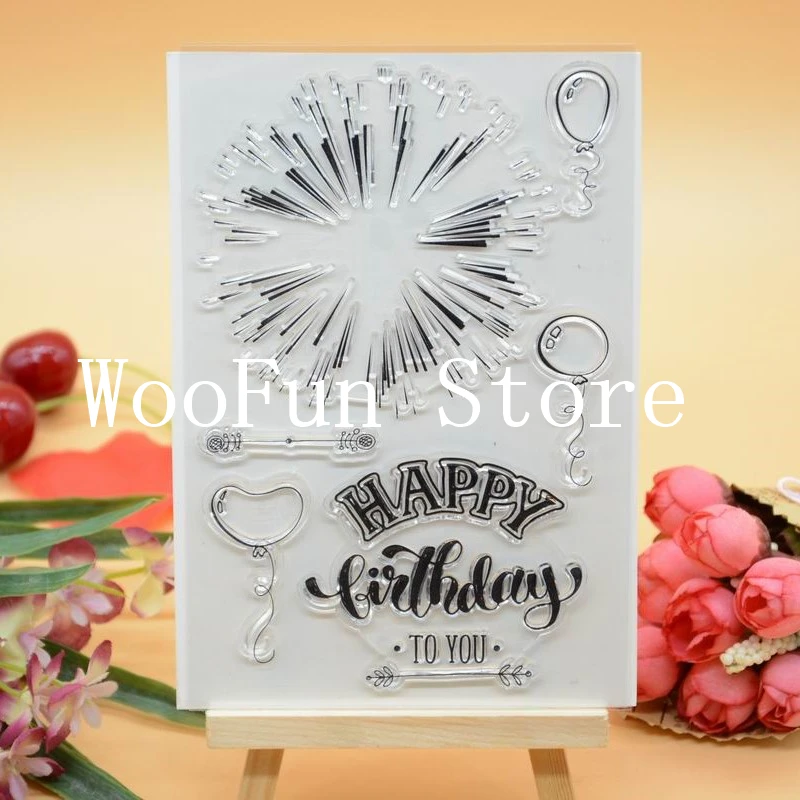 С днем рождения прозрачный штамп резиновый для изготовления открыток украшения