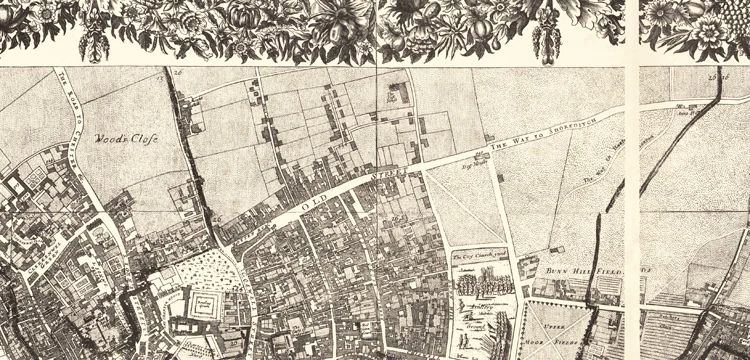 Карта 1682 Лондон декоративная настенная Безрамная хлопковая Картина на холсте