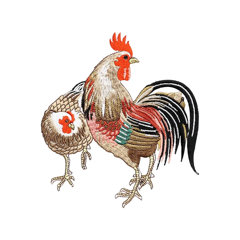 1 Piece Embroidery Hen Cock Rooster Patches for Clothes Chicken Animal Hole Repair Decoration Iron On | Дом и сад