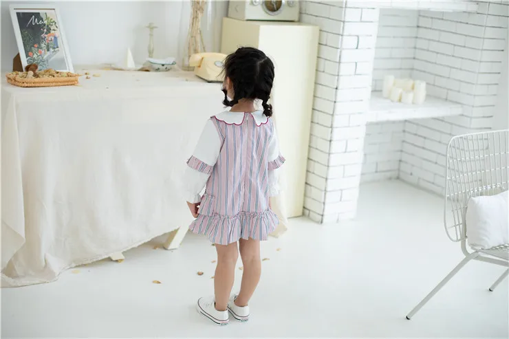 Everweekend детей Девушки конфеты розовый цвет платье в полоску осень-весна принцессы