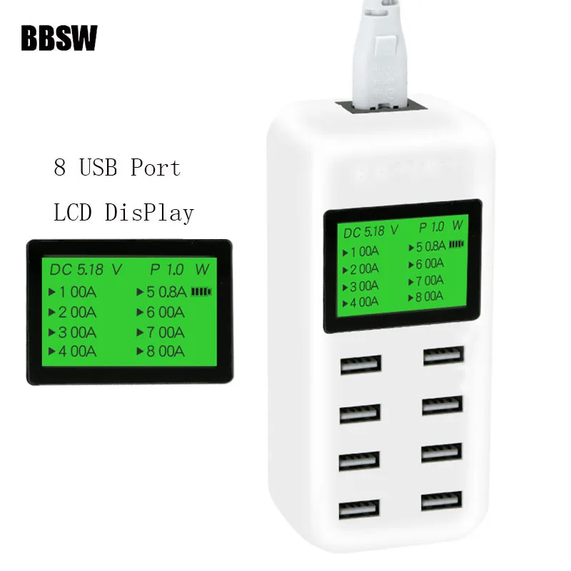 BBSW умный концентратор быстрой зарядки с 8 портами USB ЖК дисплеем 40 Вт