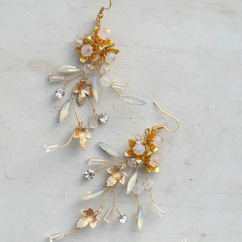 Gold earring Свадебный гребень для волос с Кристалл из опала свадебный гребень аксессуары для волос - Окраска металла: Gold earring