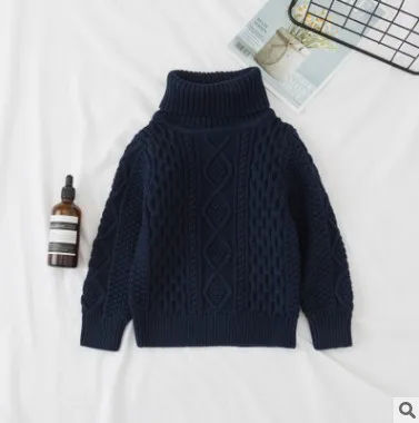 navy blue Осенне-зимняя детская одежда свитера для мальчиков и девочек Детский свитер с высоким воротником в Корейском стиле для детей от 1 до 7 лет, RT280 - Цвет: navy blue