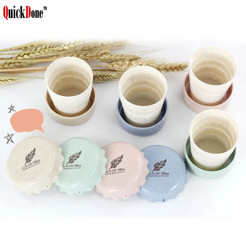 QuickDone Портативный Пшеничная солома Пластик телескопическая складная бутылка