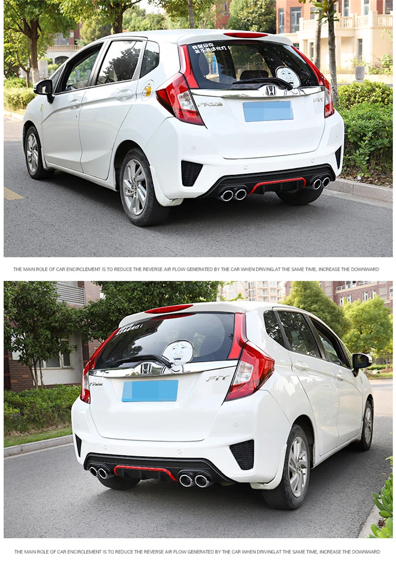 Для Honda JAZZ FIT GK5- задний бампер диффузор бамперы для губ протектор Защита опорная пластина Спойлер ABS хромированная отделка