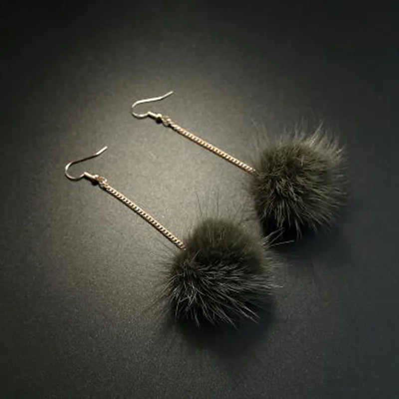 Army green pierced Новое поступление золотого цвета Кролик Мех фиксатор в виде шарика на серьги без необходимости прокола для женщин вечерние длинные цепи пирсинг серьги 18 цветов - Окраска металла: Army green pierced