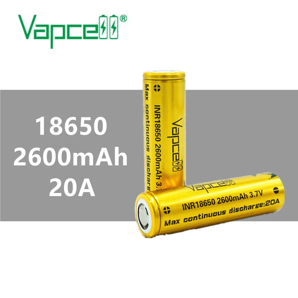 2 шт. VAPCELL INR18650 18650 2600 мА/ч литий 3 7 V перезаряжаемый аккумулятор постоянного 20A
