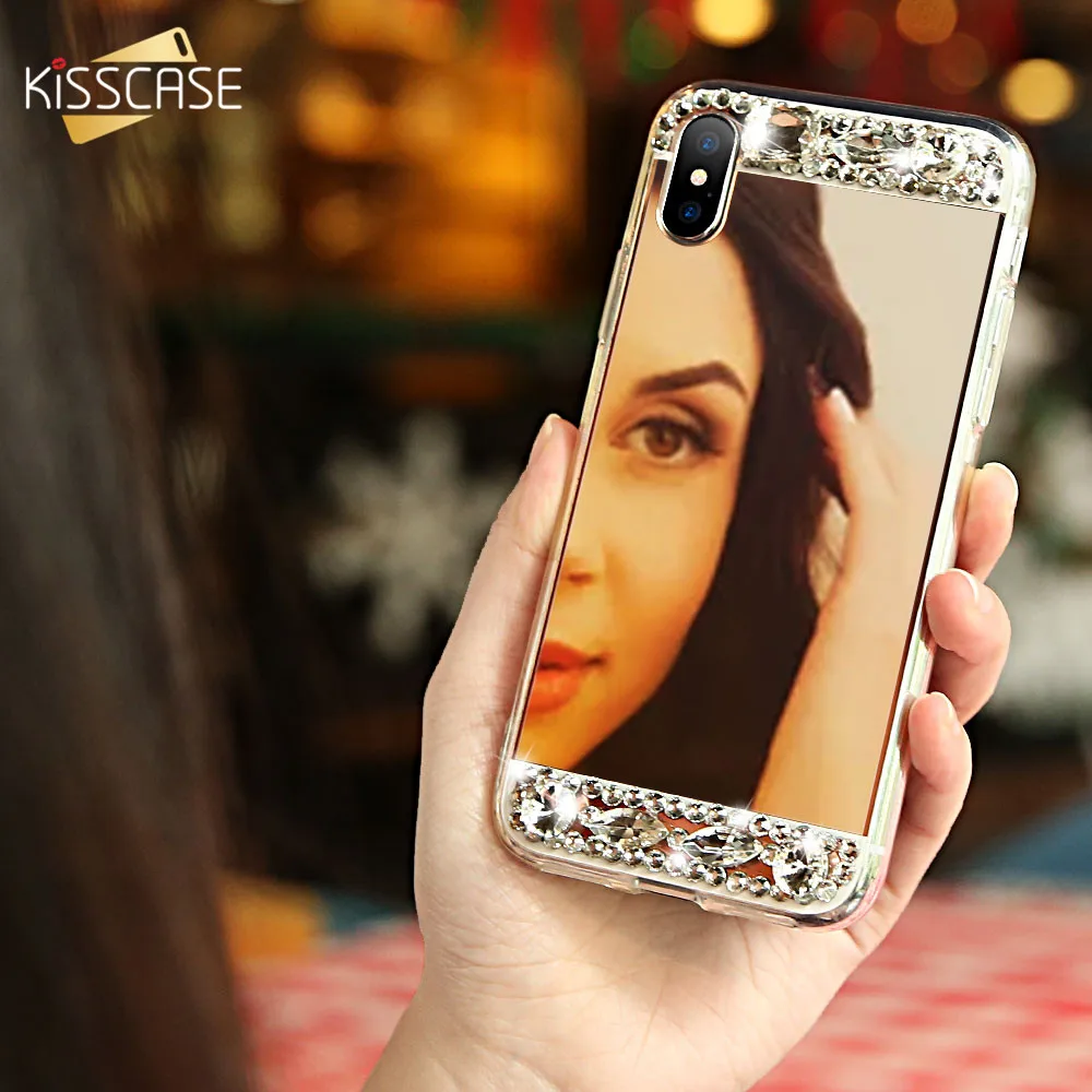 KISSCASE прозрачное зеркало чехол для iPhone 6 6S 5s 5 SE Plus роскошный сверкающий с
