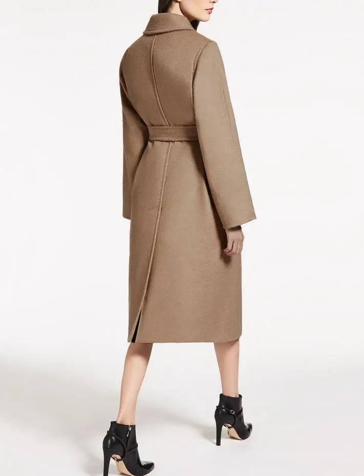 

new Autumn Winter long woolen coat women jacket Loose Casacos Femininos belt