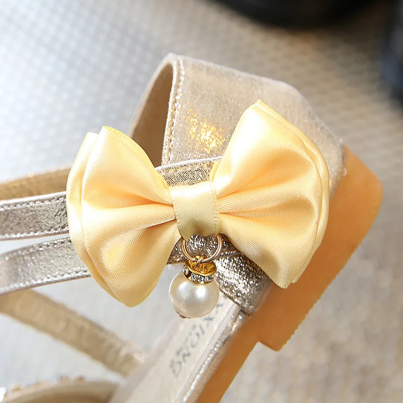 Дети Обувь кожаная для девочек детские с бантом блестка принцессы Свадебная