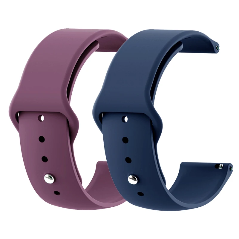 Purple Navy 18 мм 20 мм 22 мм 2 шт силиконовый ремешок для часов gear S2 ремешок для samsung gear S3 Classic Frontier Galaxy Watch Amazfit Bip браслет - Цвет ремешка: Purple Navy
