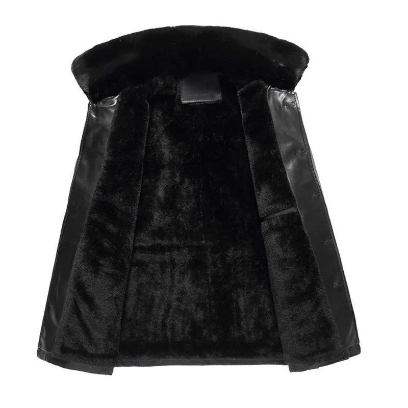 MFERLIER, зимние кожаные куртки для мужчин, большие размеры, 5XL, 6XL, 7XL, длинные рукава, флис, свободные, плюс размер, мужские куртки, 2 цвета