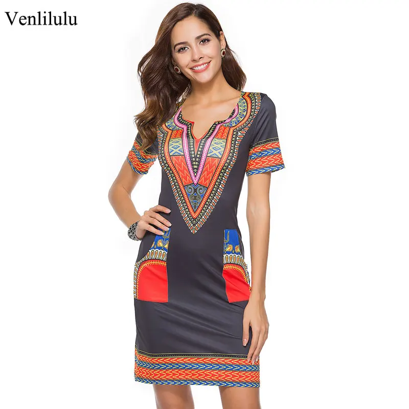 Venlilulu Boho Dresses Bodycon 2019 Summer Women Pencil Dress Beach Mini Party for Female Tight V-neck | Женская одежда