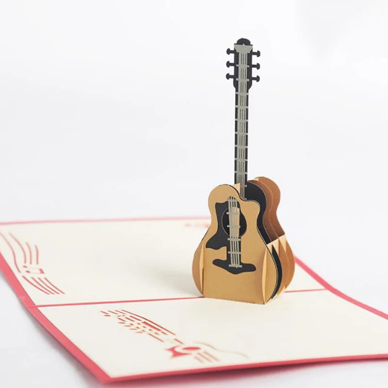 (10 шт./лот) Leiso 3D лазерная резка ручная резьба гитара Форма бумаги поздравительная