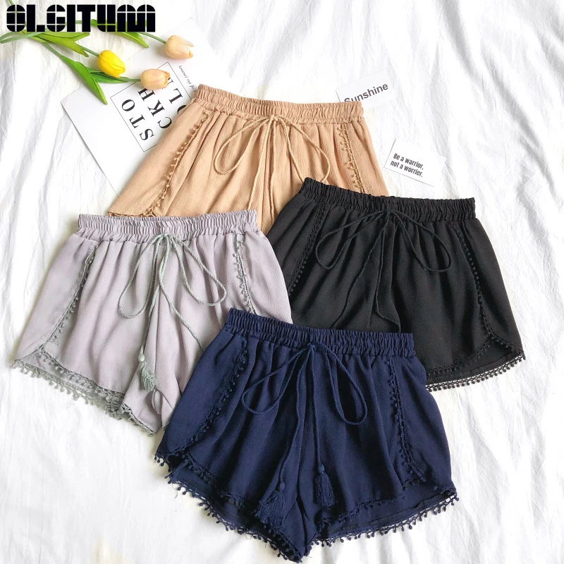 Шифоновые шорты женские летние новые стильные модные Винтажные эластичные