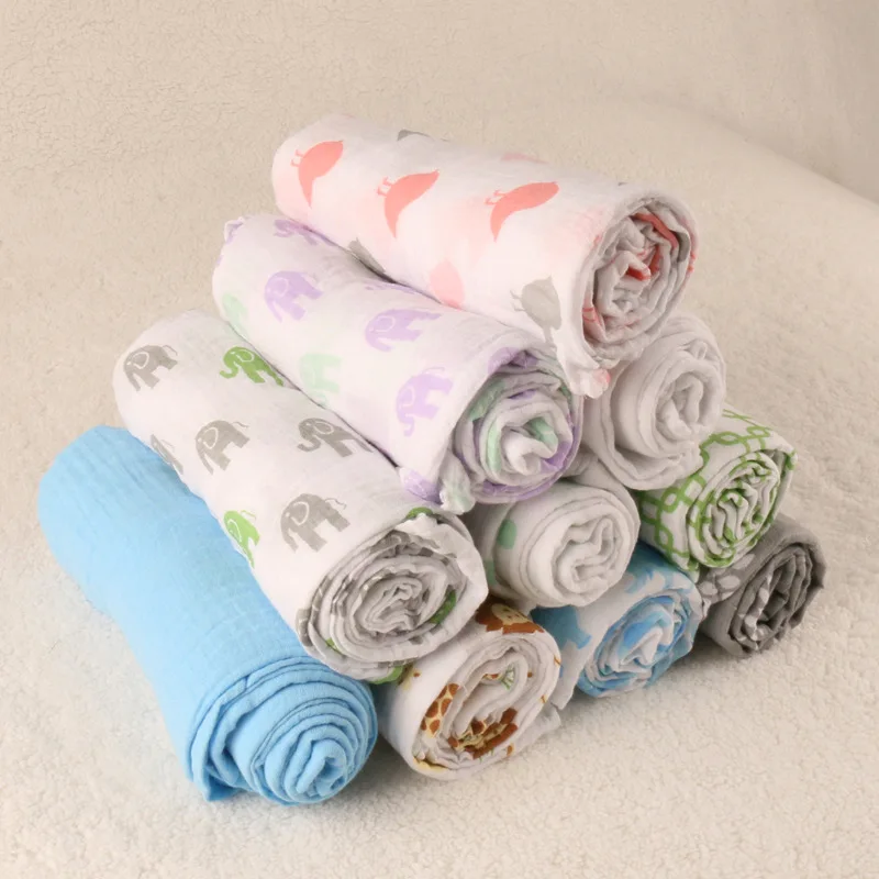 

Baby Muslin Blanket 100%Cotton Baby Swaddle Blankets Set, 47 "x 47"Newbron Gift Infant Muslin Multifunctional Receiving Blanket