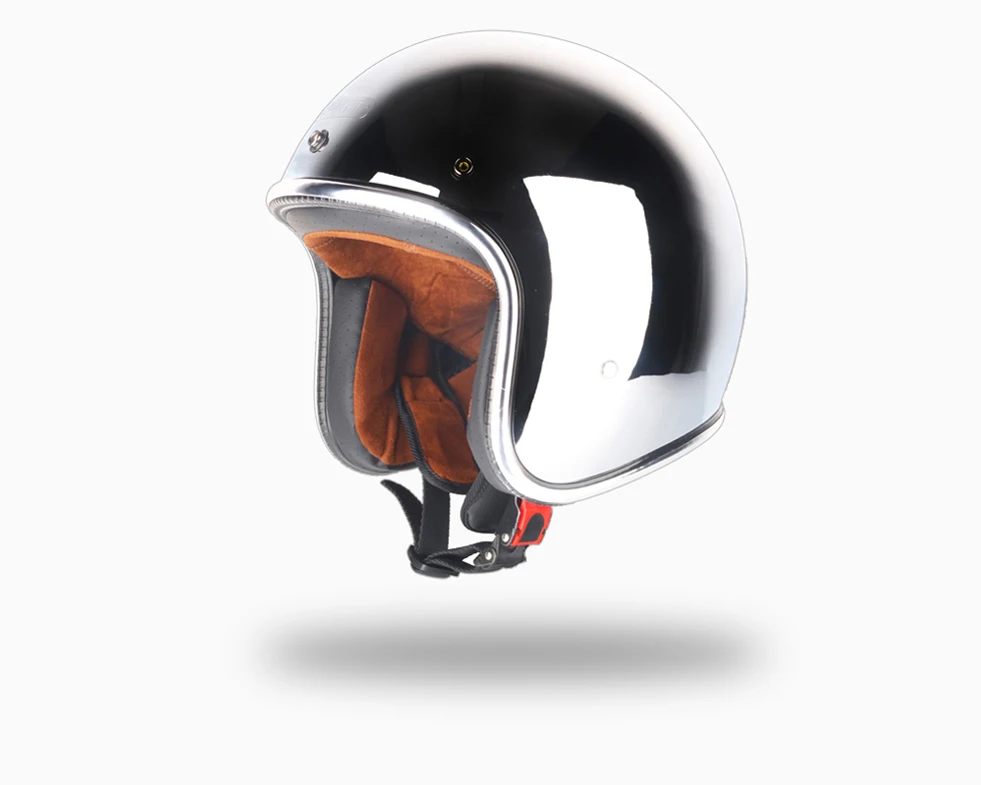 Винтажный зеркальный мотоциклетный шлем для Кафе racer jet capacetes de moto ciclista серебристая, хромированная vespa cascos para moto