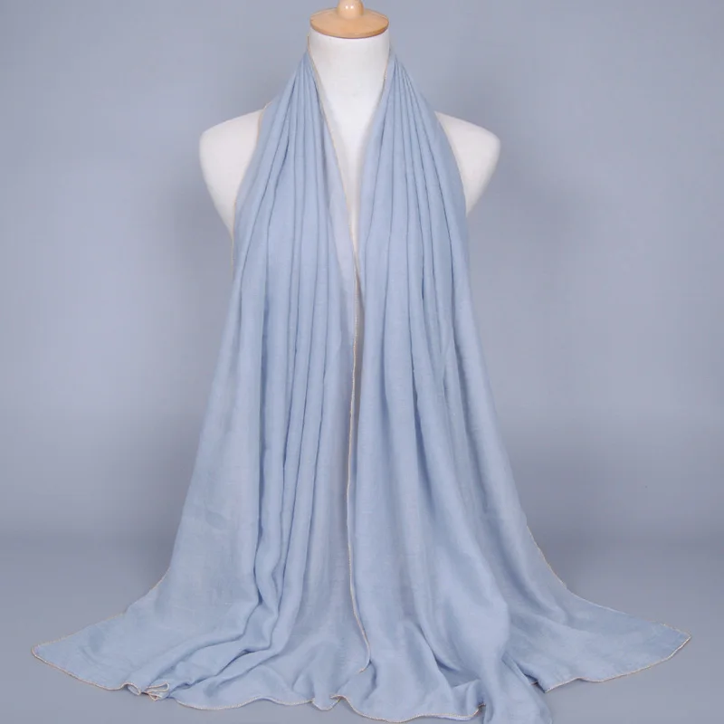 LMLAVEN женский хлопковый шарф с золотыми краями и цепочкой модный платок