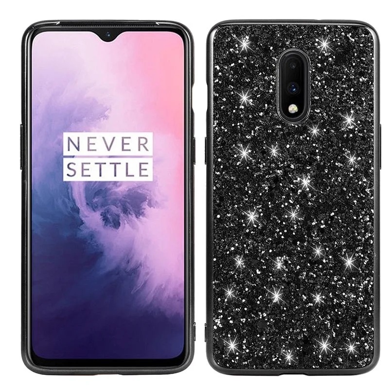 Black Роскошный блестящий чехол для Oneplus 7 Pro 6 6 T, чехол для телефона s, задняя крышка для One plus 7 Pro 6 6 T, ударопрочный PC+ TPU, чехол, блестящие чехлы - Цвет: Black