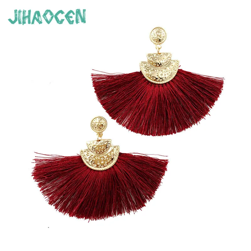 Aretes де mujer цвет красного вина геометрический Веерообразный кисточкой Кулон