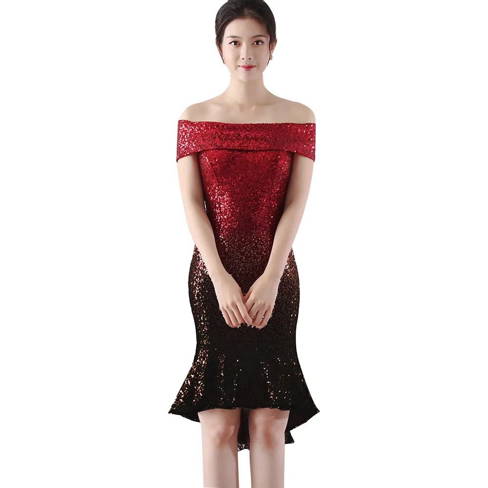 Роскошное женское короткое платье с блестками Vestidos открытыми плечами без