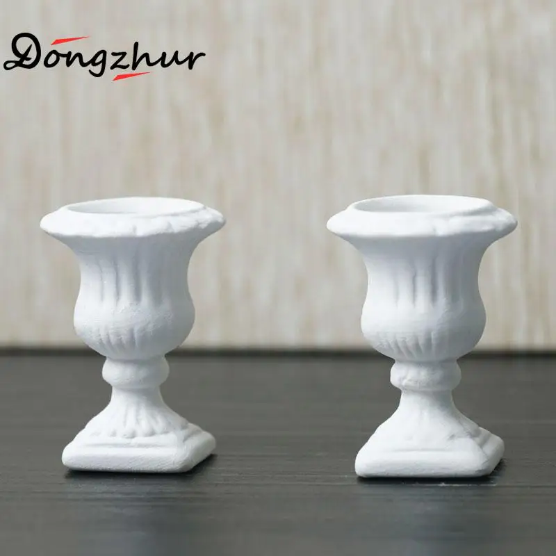 Miniature Dollhouse Furniture 2pc White Flower Pot Child Puzzle DIY Garden Exterior Decoration Doll House 1:12 Model | Игрушки и хобби