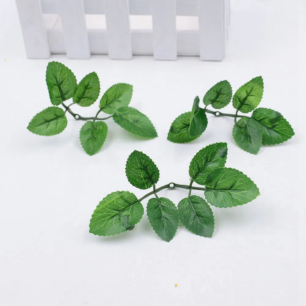 10pcs 6*10cm Artificial Green Leaf Flower Wedding Home Decoration Leaf DIY Scrapbooking Craft Fake Flowers - Цвет: Светло-зеленый