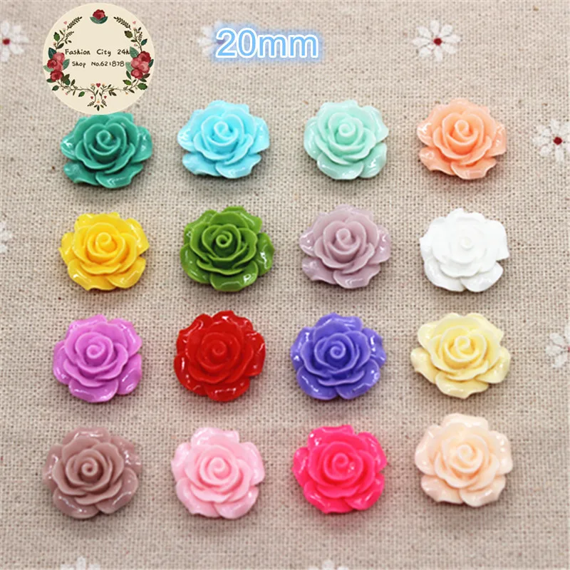 

30pcs 20mm Resin Camellia Flower Flatback Cabochon DIY Scrapbooking Decorative Craft Making,15 Colors to Choose