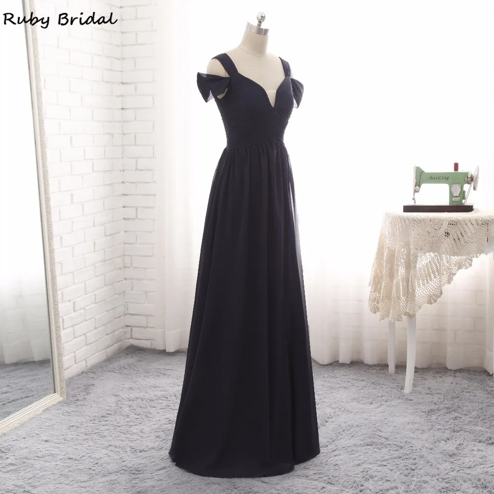 Ruby Bridal Vestido De Festa длинное вечернее платье темно синего цвета шифоновые складки а