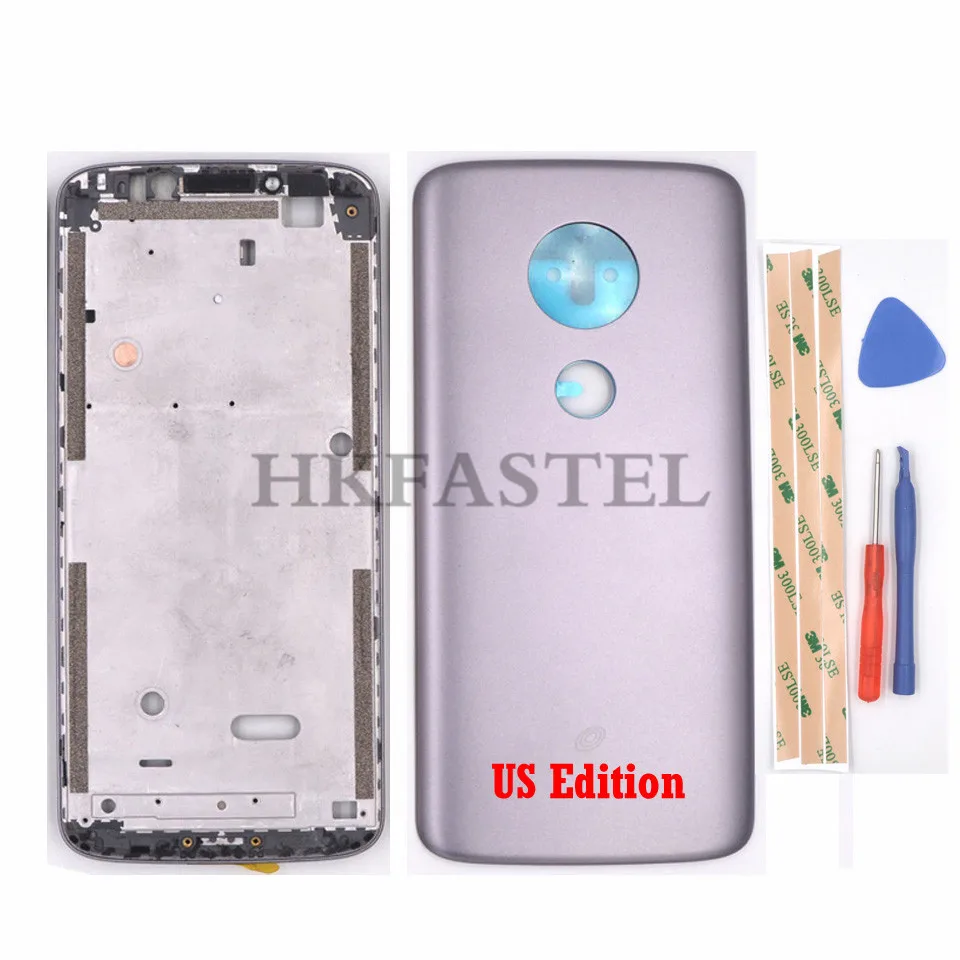 Hkfatel для Motorola Moto E5 E 5th Gen передний ЖК-дисплей рамка Корпус с кнопкой громкости питания задняя крышка батарейного отсека чехол