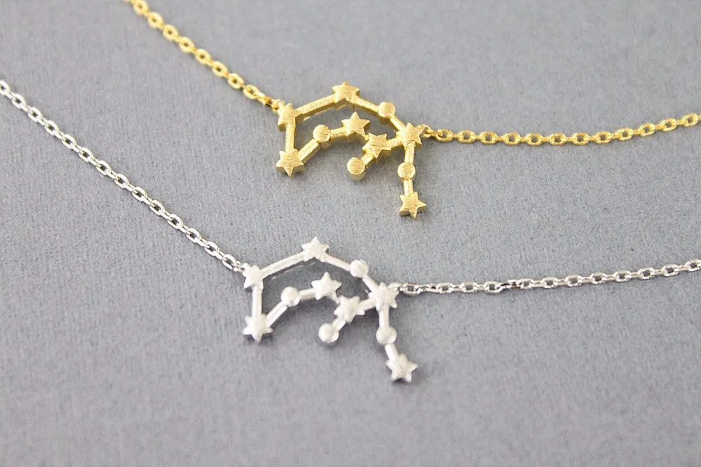 

Jinleansu Aquarius Constellation Necklace Zodiac Pendant Necklace For Women Girl Jewelry Collette 10pcs/lot