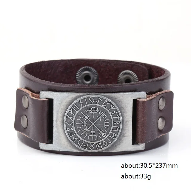 1 LIKGREAT Viking Vegvisir компас Подвески, браслет, нордические руны, очаровательный браслет для мужчин, Odin черный коричневый кожаный браслет, ювелирные изделия - Окраска металла: 1