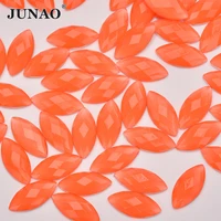 junao 7x15mm 100pcs orange red rhinestones resin strass applique horse eye flat back stones non hotfix crystals beads for crafts