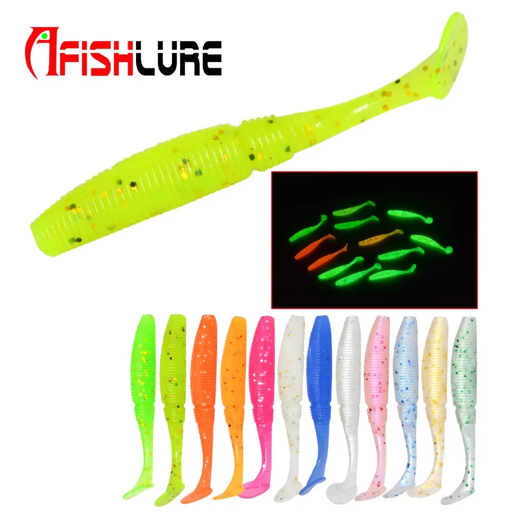 Afishlure мягкая рыболовная приманка 1 г 50 мм 15 шт./лот Мягкая светящаяся в темноте Т
