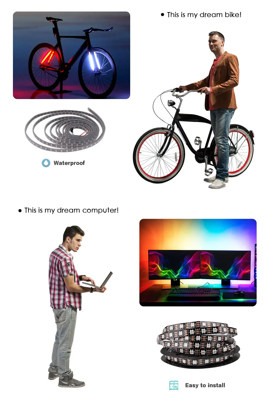 DC 5V WS2812B Светодиодные ленты RGB 50 см, 1 м, 2 м, 3M 4M 5M умный прибор приемно-пикселей чёрно-белые печатные платы WS2812 IC 30/60/144 светодиодный s 17Key бар