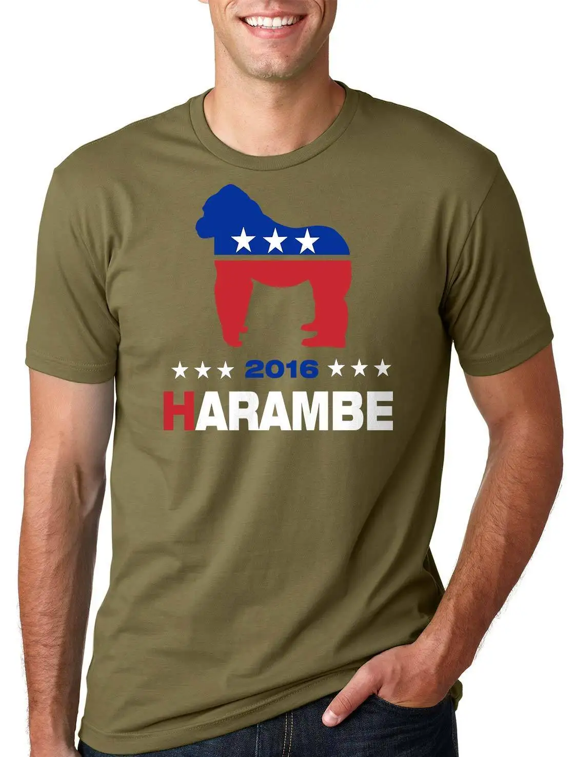 

2019 Hot sale 100% cotton Free shipping Harambe For President Harambe Political Party T-shirt 2016 Election