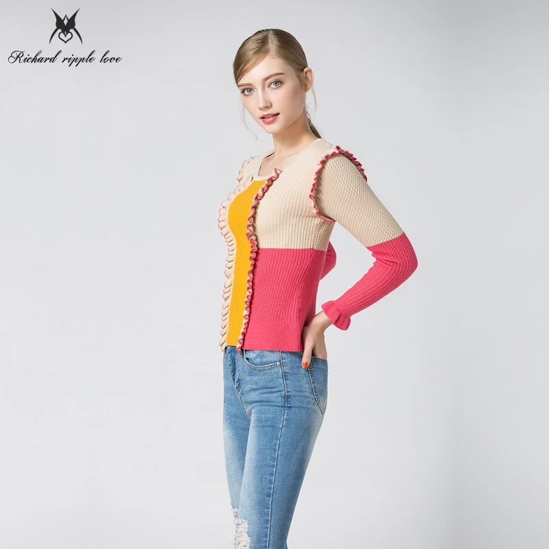 Новинка Женские Акрил пуловеры свитеры осень точка вышитые лоскутное Свитеры с