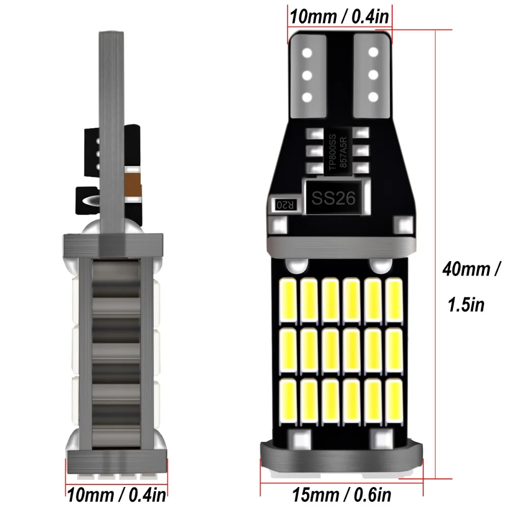 2 шт 12V-24V Canbus 921 912 T10 T15 45 светодиодный 4014 SMD 45SMD без полярности T16 лампы светильник