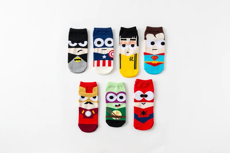 С принтами "Marvel", "Мстители", 4 с героями мультфильмов детские носочки для мальчиков и девочек traight Носки детской одежды с рисунком Бэтмена, Носки мужские Капитан Америка лодка для взрослых Носки