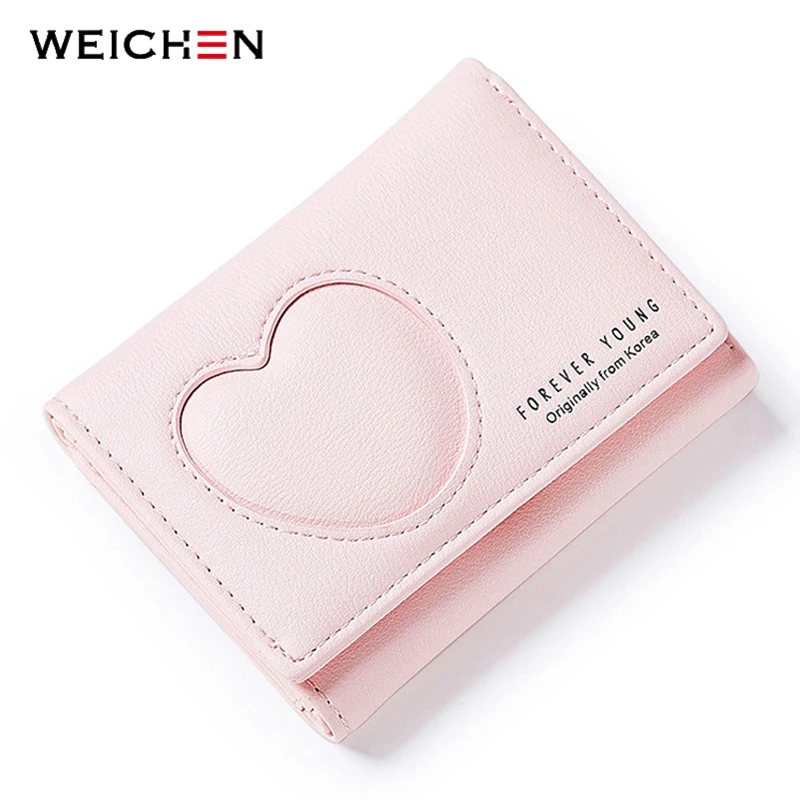 WEICHEN женский короткий кошелек, модные женские кошельки, держатель для карт, женский портативный многофункциональный Одноцветный кошелек для мелочи