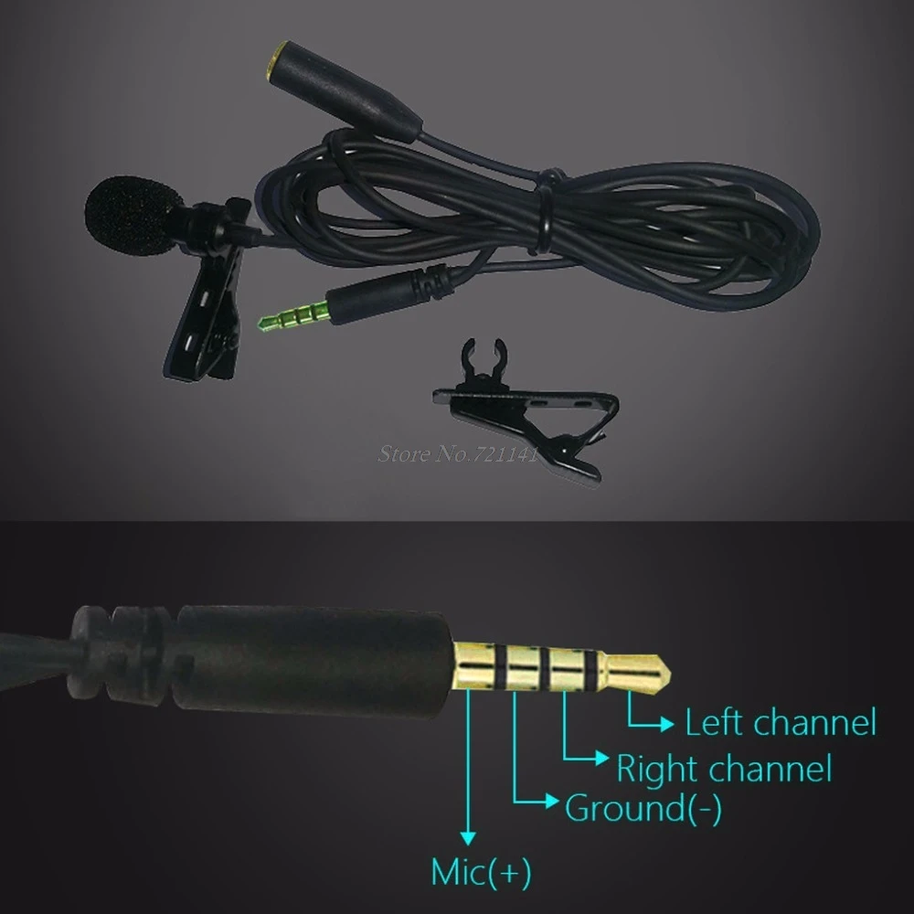 Lavalier Клип на лацкане Hands Free микрофон для ПК ноутбука планшета сотового телефона