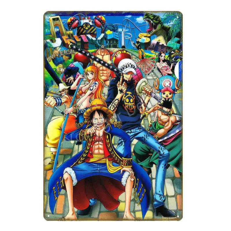 Ретро one piece Wanted постеры винтажные аниме классические металлические жестяные вывески домашний бар паб настенные стикеры художественный подарок украшение дома YD030 - Цвет: YD0666